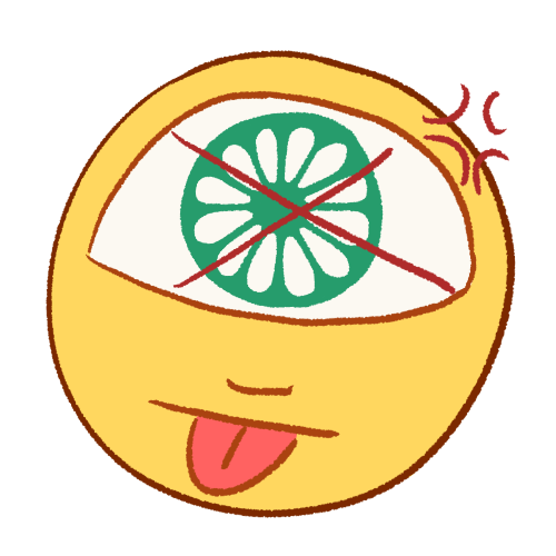 A drawing of someone angrily sticking their tongue out. Drawn on their head is the Rroma wheel in green with a large X over it.